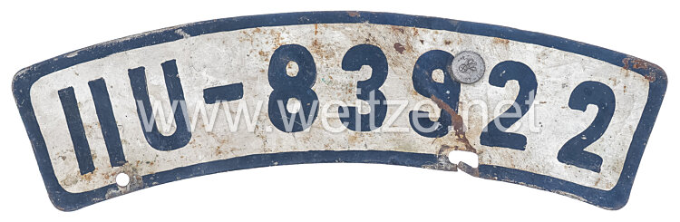 III. Reich - Nummernschild für ein Motorrad mit KFZ-Zulassungsplakette "Bezirksamt Schweinfurt" Bild 2