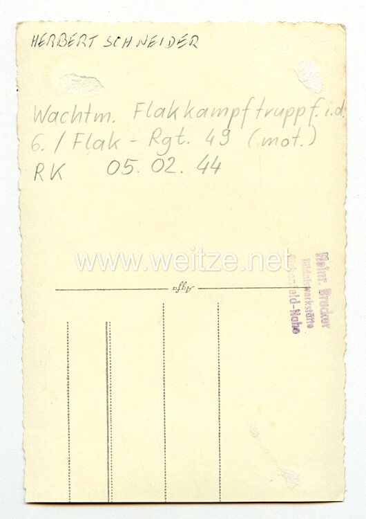 Luftwaffe - Originalunterschrift von Ritterkreuzträger Wachtmeister Herbert Schneider Bild 2