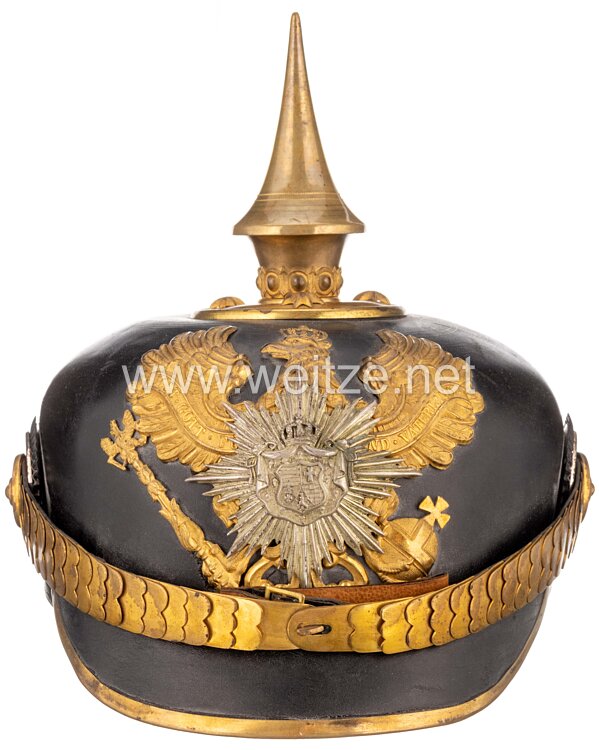 Oldenburg 1. Weltkrieg Pickelhaube für den Feldunterarzt «Steinbruch», während des Krieges kommandiert zum II. Bataillon, Reserve-Infanterie-Regiment Nr. 270 Bild 2